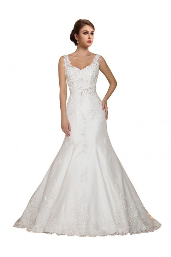 Sweethart V-Neckline Lace Wedding Dress with Shoulder Straps