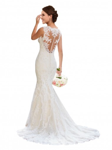 Purchase V-Neck Mermaid Vintage Lace Wedding Dress