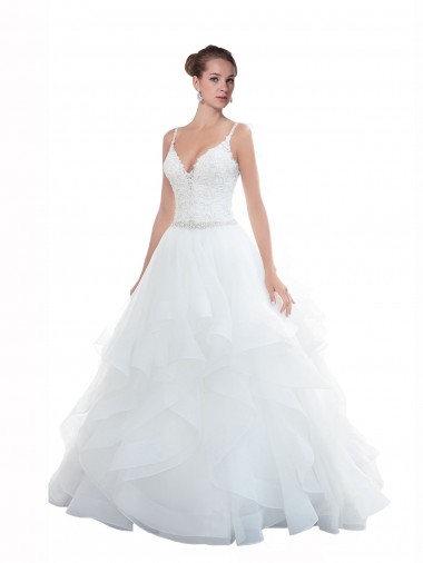 Purchase Spaghetti Straps Ball Gown Beach Wedding Dress with Lace Bodice