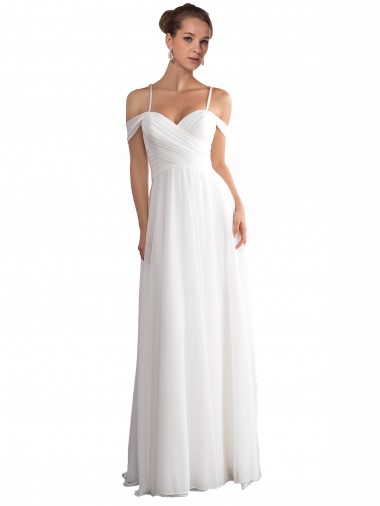 Purchase Off the Shoulder A-Line Ruched Chiffon Beach Wedding Dress