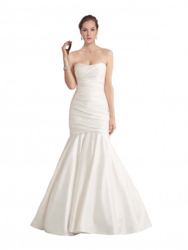 Purchase Strapless Mermaid Ruched Satin Beach Wedding Dress with Low Back