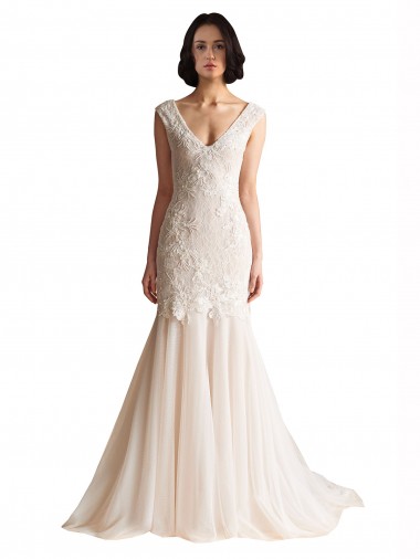 Purchase V-Neck Mermaid Tulle Wedding Dress