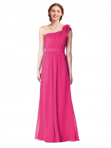 Purchase Full Length One Shoulder Chiffon Bridesmaid Dress