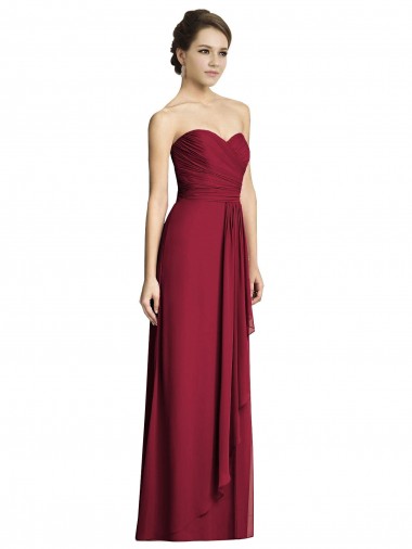 Purchase Long Strapless Chiffon Bridesmaid Dress with Side Slit