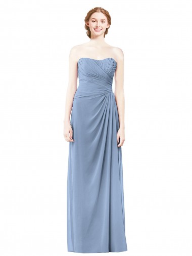 Purchase Strapless Long Chiffon Bridesmaid Dress with Sweetheart Neckline
