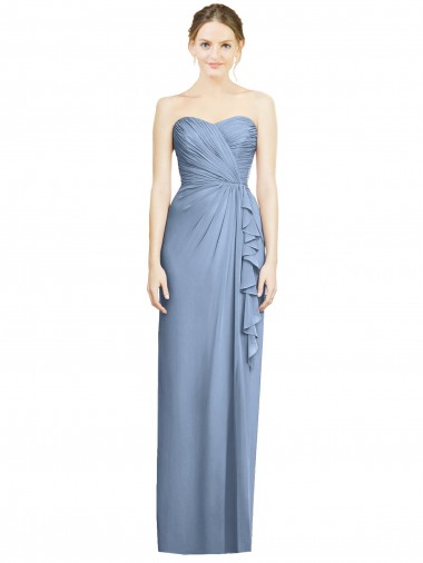 Purchase Strapless Full-Length Chiffon Bridesmaid Dress with Front Slit