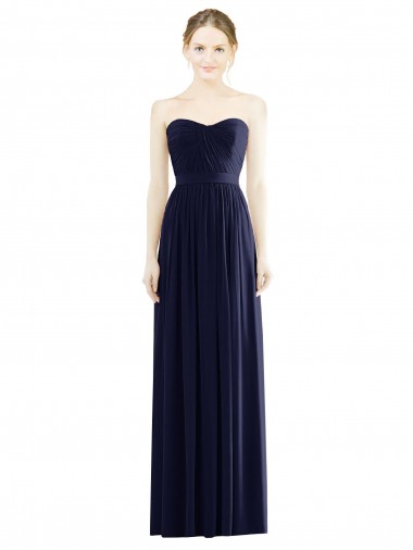 Purchase Low Back Draped Strapless Chiffon Formal Bridesmaid Dress 