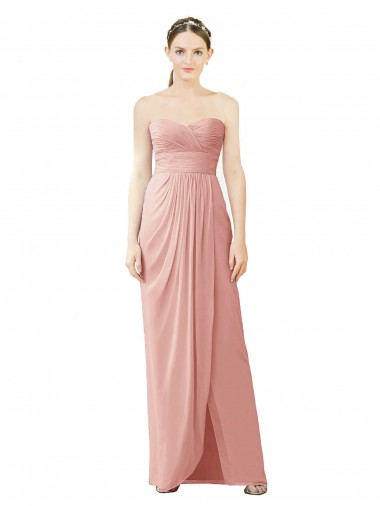 Purchase Strapless Sweetheart Long Chiffon Wrap Bridesmaid Dress