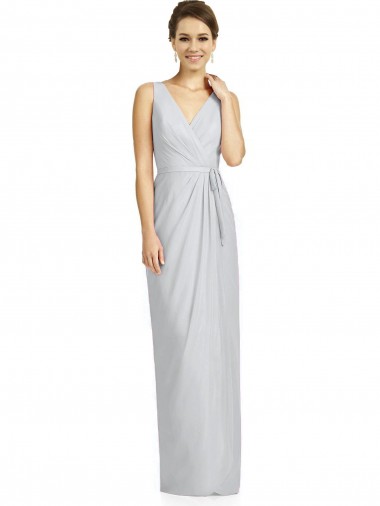 Purchase Draped V-Neck Cocktail Length Chiffon Bridesmaid Dress