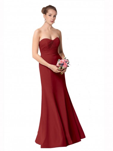 Purchase Full Length Sweetheart Chiffon Bridesmaid Dress with Ruched Bodice