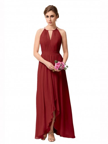 Purchase High Low Long Halter Keyhole Chiffon Bridesmaid Dress