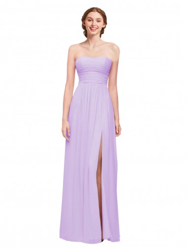 Purchase Strapless Mermaid Chiffon Bridesmaid Dress WITH High Side Slit and Ruffles
