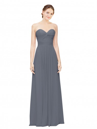 Purchase Twisted Waist Pleats Sweetheart Long Chiffon Bridesmaid Dress