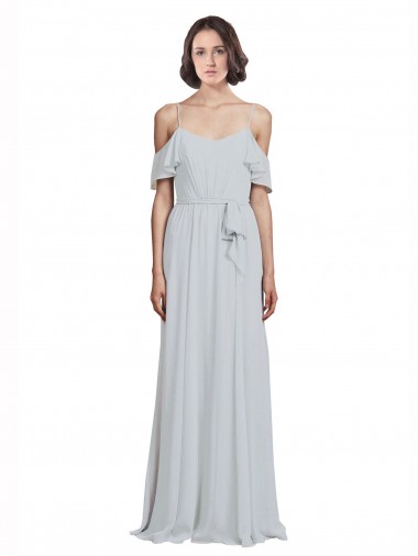 Purchase Off the Shoulder Spaghetti Strap Long Chiffon Bridesmaids Dress