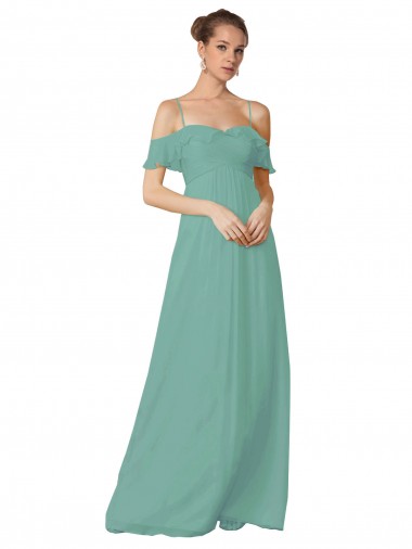 Purchase Hand-Ruched Chiffon Bridesmaid Dress with Flutter Sleeves