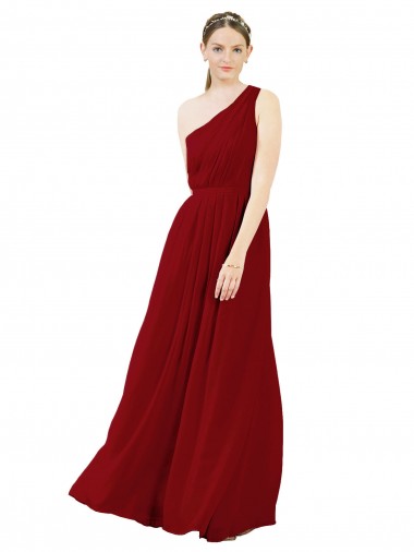 Purchase Draped One Shoulder Long Floor Length Chiffon Bridesmaid Dress