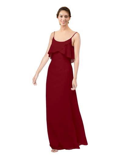 Purchase Scoop Neck Chiffon Bridesmaid Dress with Spaghetti Straps and Low Back