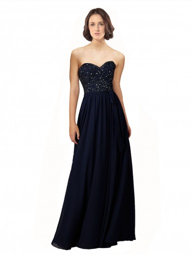 Purchase Long Chiffon Sweetheart Neckline Bridesmaid Dress with Beading