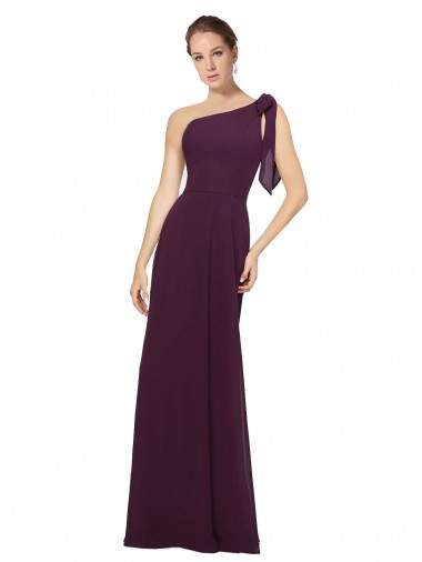 Purchase One Shoulder Chiffon Bridesmaids Dress with Shoulder Bow