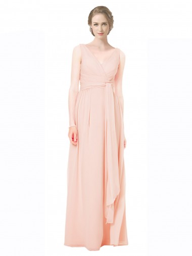 Purchase Full Length Chiffon Bridesmaid Dress with V-Front and Back