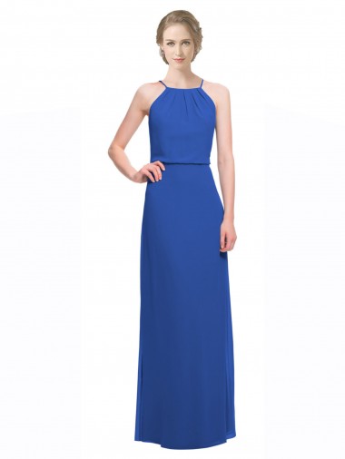 Purchase Long Chiffon Spaghetti Strap Bridesmaid Dress with Blouson Top