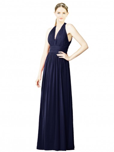 Purchase V-Neck Halter Long Open Back Chiffon Bridesmaid Dress