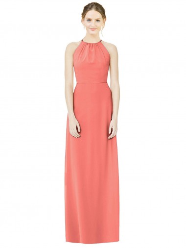 Purchase Open Back Shirred Halter Chiffon Bridesmaid Dress
