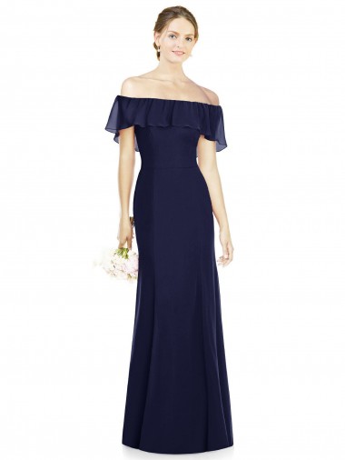Purchase Off the Shoulder Full-Length Trumpet Chiffon Bridesmaid Dress