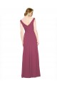 V-Neckline Long Chiffon Bridesmaid Dress with Wide V-Back