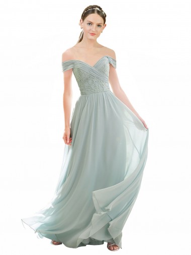 Purchase Romantic Bridesmaid Dress with Embroidered Off the Shoulder Bodice