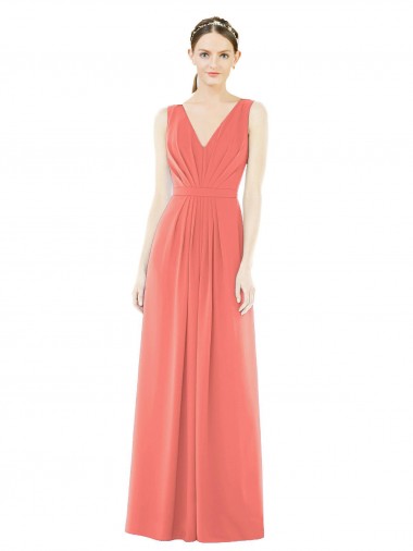Purchase V-Neck V-Back Sleeveless Chiffon Bridesmaid Dress
