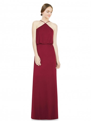 Purchase Sleek Halter Neck A-Line Chiffon Bridesmaid Dress