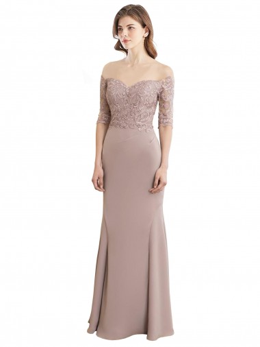 Purchase Sweetheart Neckline Long Sleeves Lace Bridesmaid Dress