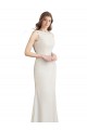 Long Chiffon Bridesmaid Dress with Boat Neckline and Satin Collar