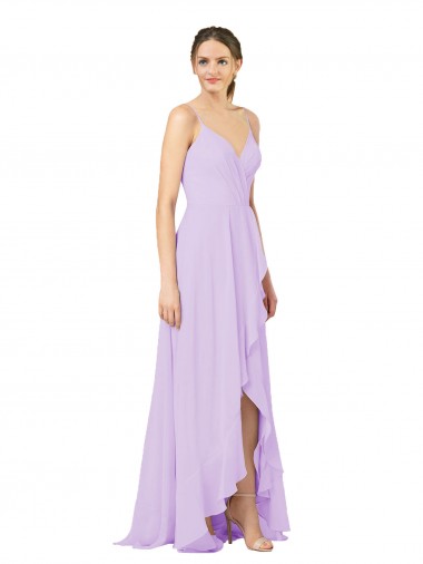 Purchase High-Low Chiffon Bridesmaid Dress with Ruffle Detail