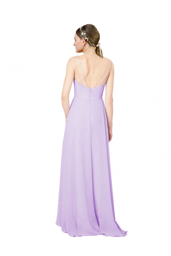High-Low Chiffon Bridesmaid Dress with Ruffle Detail