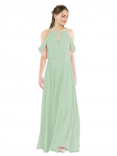 Purchase Off-the-Shoulder Long Chiffon Beachy Bridesmaid Dress
