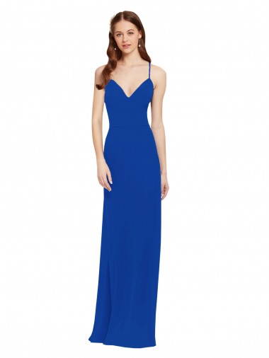Purchase Chiffon Bridesmaid Dress with Deep V-Neck and Spaghetti Straps