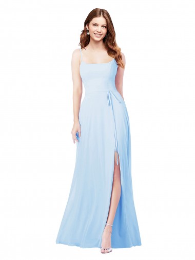 Purchase Chiffon Bridesmaid Dress with Tie Sash and Side Slit