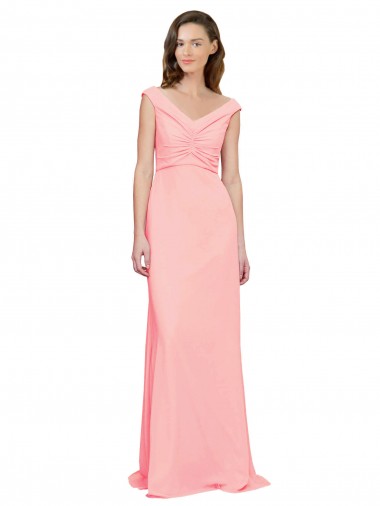 Purchase Luxe Chiffon Bridesmaid Dress with Shoulder Tip Gathered Bodice