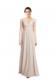 Long V-Neck Chiffon Bridesmaids Dress with Double Straps