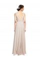 Long V-Neck Chiffon Bridesmaids Dress with Double Straps
