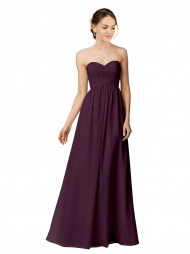 Purchase Strapless Chiffon Bridesmaid Dress with Criss Cross Shirred Bodice
