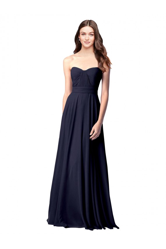Luxe Chiffon Bridesmaid Dress with Sweetheart Neckline and Shirred Bodice
