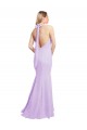 Chiffon Mermaid Bridesmaid Dress with Back Tie Halter Straps and Side Slit