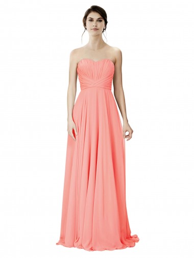 Purchase Strapless Chiffon Bridesmaid Dress with Ruched Sweetheart Neckline