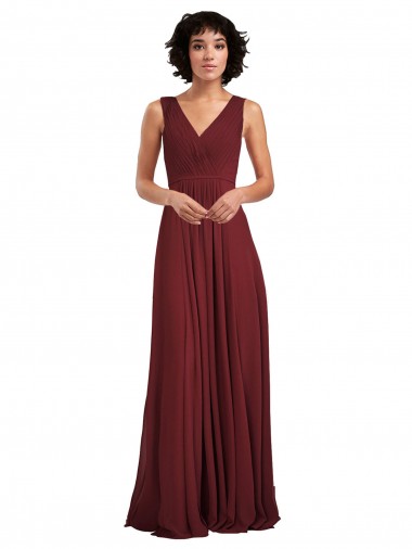 Purchase Sleeveless V-Neck Pleated Chiffon Bridesmaid Dress