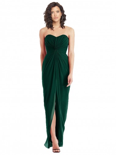 Purchase Twist Front Draped Chiffon Bridesmaid Dress with Slit