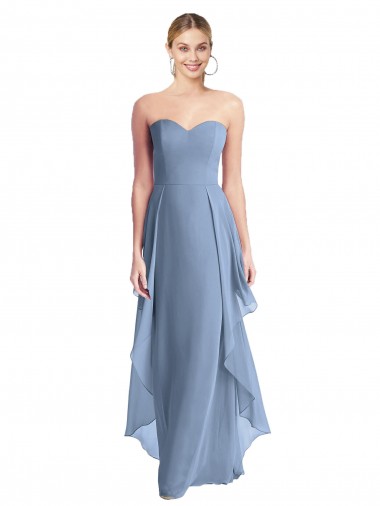 Purchase Strapless Chiffon Bridesmaid Dress with Skirt Overlay