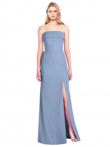 Purchase Trumpet Full Length Strapless Chiffon Bridesmaid Dress with Slit